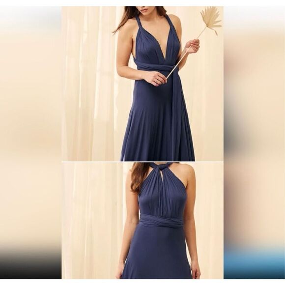 Small Lulus Backless Tricks of the Trade Convertible Navy Blue Maxi Dress - Picture 7 of 7